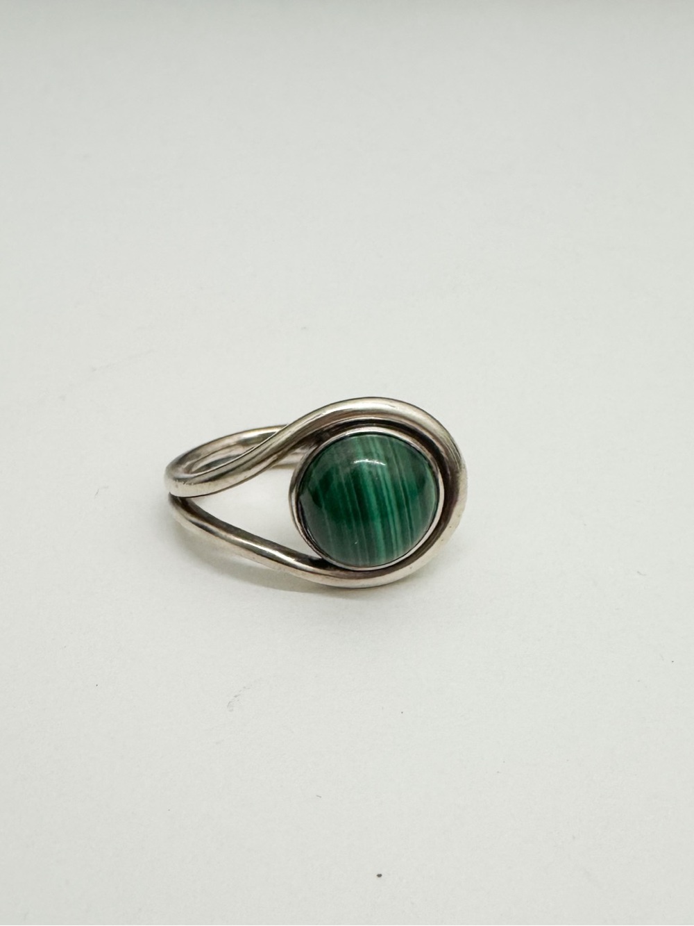 Pamela Love Silver Ring with Green Stone size 5